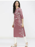 Cheera Women Stylish Hand Block Printed Cotton Blend Flared Kurta - Peach | Grocsy