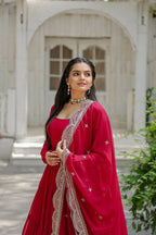 Joban Fashion Pink Georgette Sequence Embroidery Work Kurta Set | Grocsy