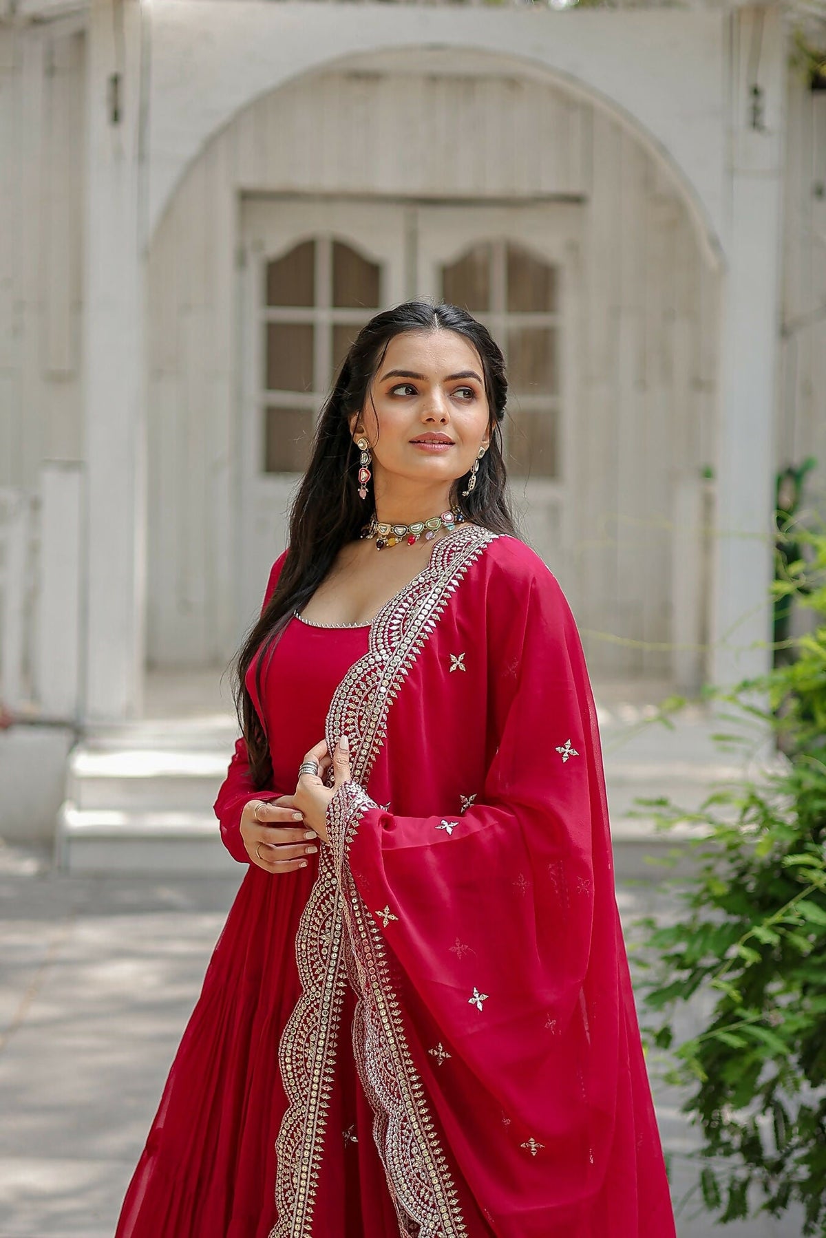Joban Fashion Pink Georgette Sequence Embroidery Work Kurta Set | Grocsy