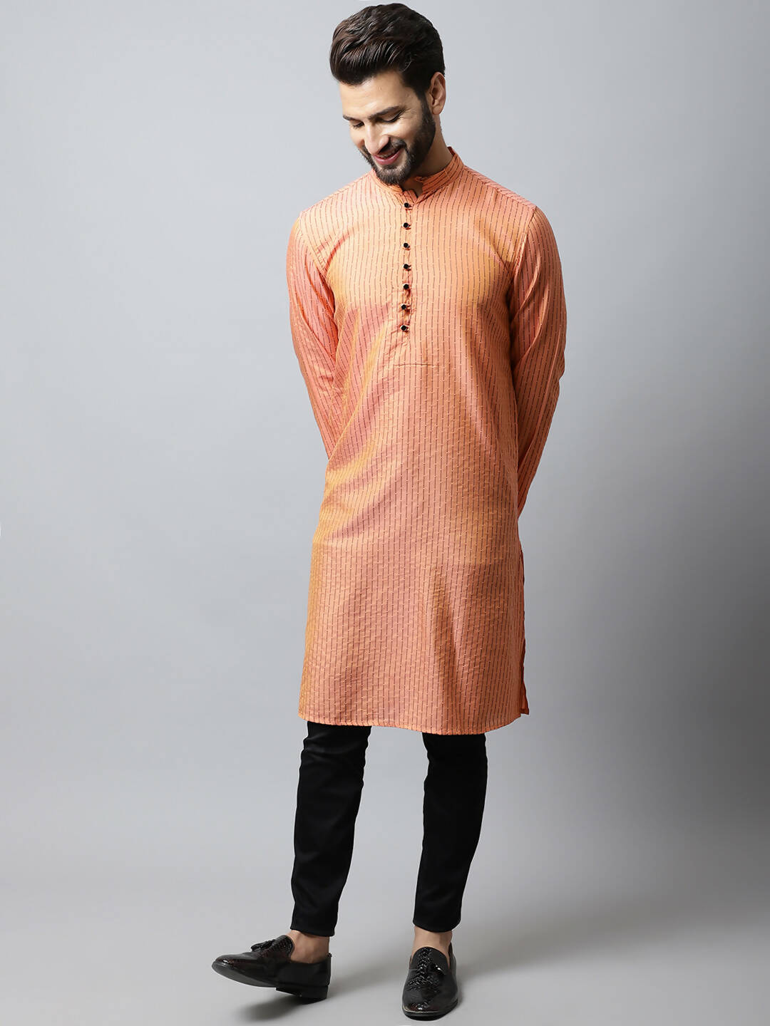 Even Apparels Red Color Pure Cotton Men's Kurta With Side Placket (STR1199) | Grocsy