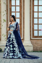 Jyoti Fashion Women's Navy Blue Kasturi Silk Georgette Rainbow Sequins with Dori Embroidered Designer Lehenga Choli Set | Grocsy