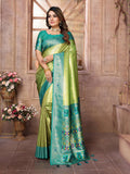 Aastha Fashion Pista Banarasi Tissue Silk Weaving Saree | Grocsy