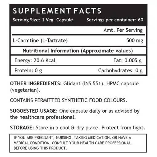 Inlife L-Carnitine L-Tartrate Capsules | Grocsy