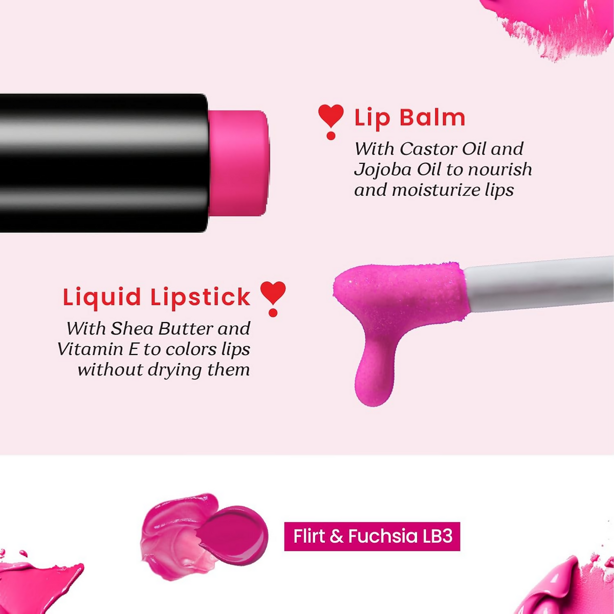 Color Cupid 2 in 1 Tinted Lip Balm + Liquid Lipstick - Flirt & Fuchsia | Grocsy