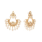 Nuyug 22K Gold Plated Kundan Chandbali Pearl Elegance Earrings | Grocsy