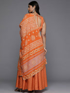 Ahalyaa Women's Traditional wear Lehenga Choli - Orange | Grocsy