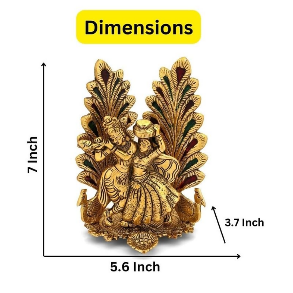 Collectible India Peacock Design Radha Krishna Idol Showpiece with Diya | Grocsy