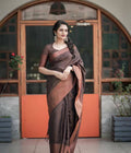 DEIANA'S Beautiful Designer Golden zari Soft Lichi Silk Saree - Mehandi | Grocsy