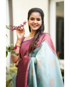 DEIANA'S Beautiful Designer Golden zari Soft Lichi Silk Saree - C Green | Grocsy