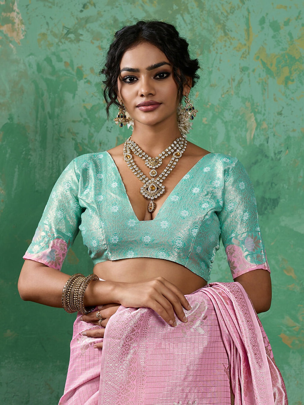 Shree Shyam Fashion Pink Linen Cotton Saree | Grocsy