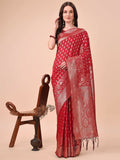 Shree Shyam Fashion Lichi Silk Red Saree | Grocsy