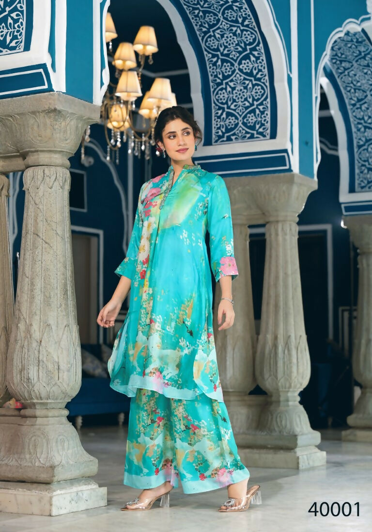 Designer Stylish Sky Pure Muslin Stitched Suit - Apoorva | Grocsy
