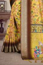 PR Fashion Multi Heavy Rich Cotton Silk Digital Print & Jacquard Saree | Grocsy