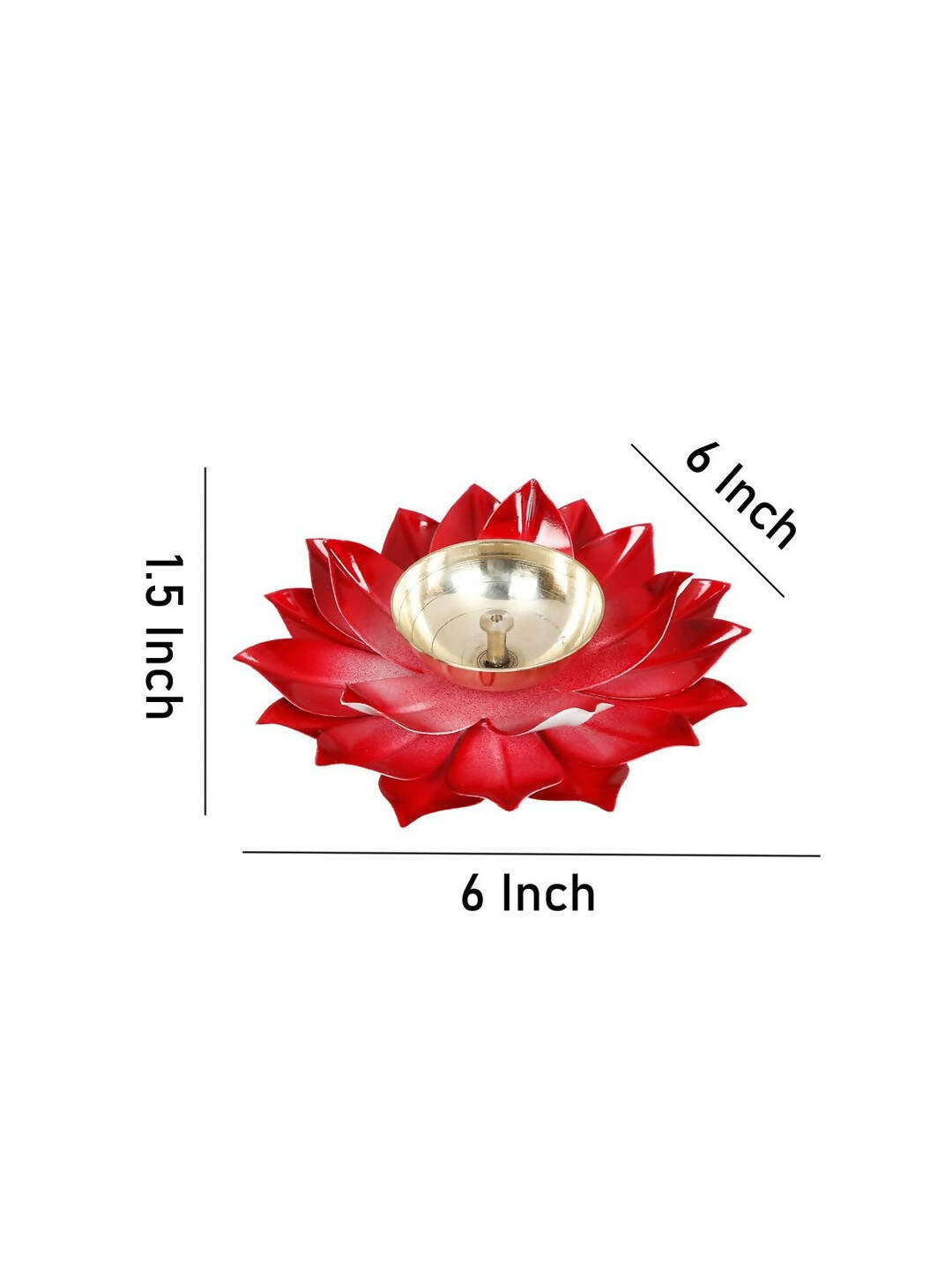 CraftVatika Red Lotus-Shaped Pooja Diya Oil Lamp | Grocsy