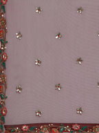 House of Panchhi Burgundy Net Sequinse Work Lehenga & Blouse, Dupatta | Grocsy