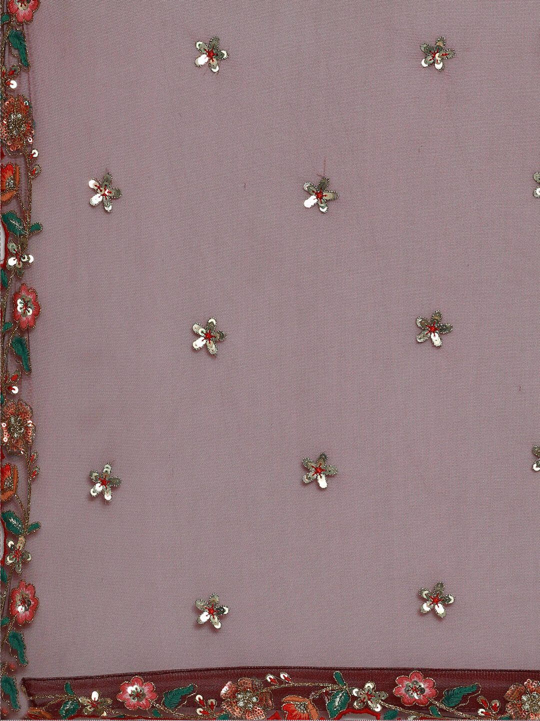 House of Panchhi Burgundy Net Sequinse Work Lehenga & Blouse, Dupatta | Grocsy