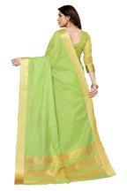 Vamika Green Cotton Polyester Silk Weaving Saree | Grocsy