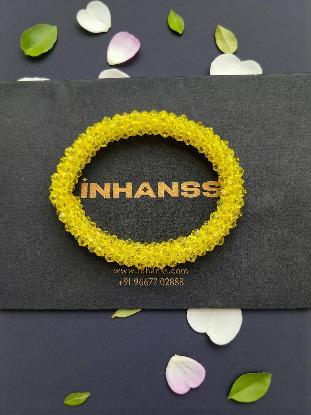 Inhanns Unisex Crystal Bloom – Adjustable Crystal Bead Bracelets - Lemon Yellow | Grocsy