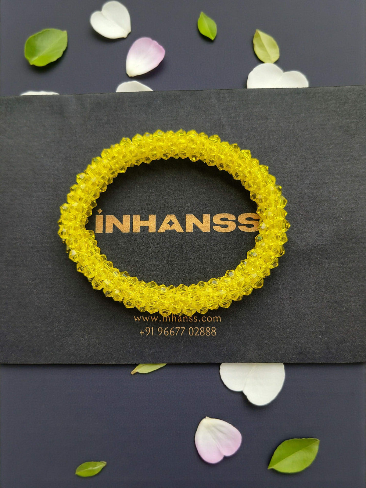 Inhanns Unisex Crystal Bloom – Adjustable Crystal Bead Bracelets - Lemon Yellow | Grocsy