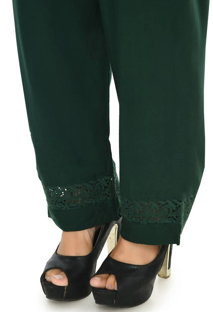 Mominos Fashion Moeza Reyon Cotton Bottle Green Straight Palazzo | Grocsy