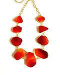 Bling Accessories Orange Agate Natural Stone Statement Necklace | Grocsy