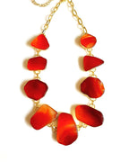 Bling Accessories Orange Agate Natural Stone Statement Necklace | Grocsy