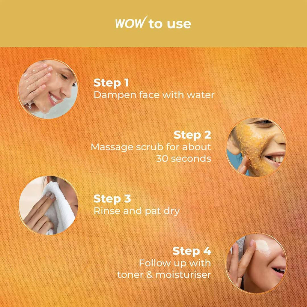 WOW Skin Science Vitamin C + Hyaluronic Acid Brightening Face Scrub For Gently Exfoliates, Smoothens Skin Texture | Grocsy