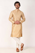 Brown Art Silk Woven Designer Men's Rajwadi Kurta Set - Mahotsav | Grocsy