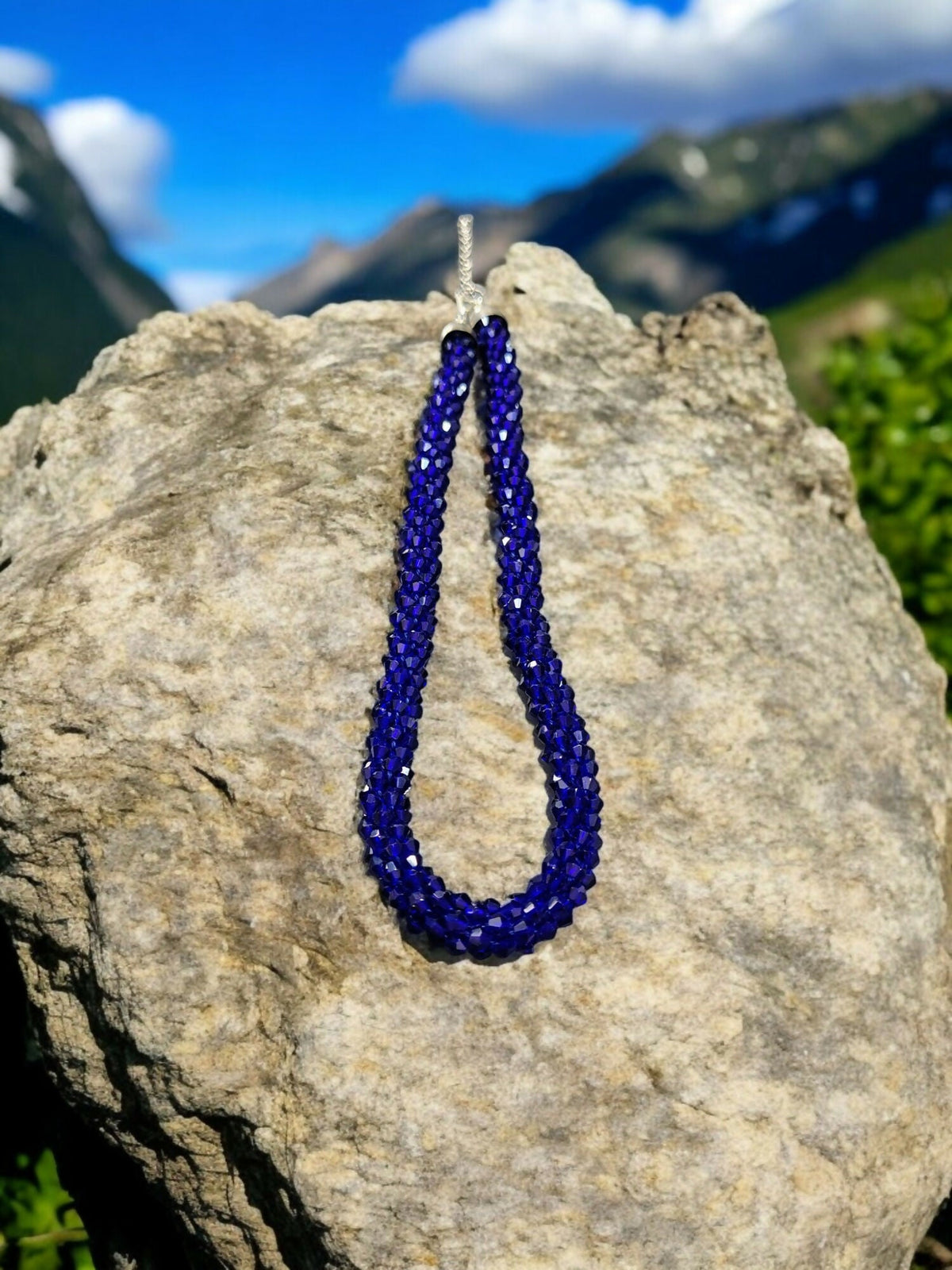 Inhanns Noor-E-Jalwa – Handmade Crystal Bead Necklace -Adjustable - Blue Only Necklace | Grocsy
