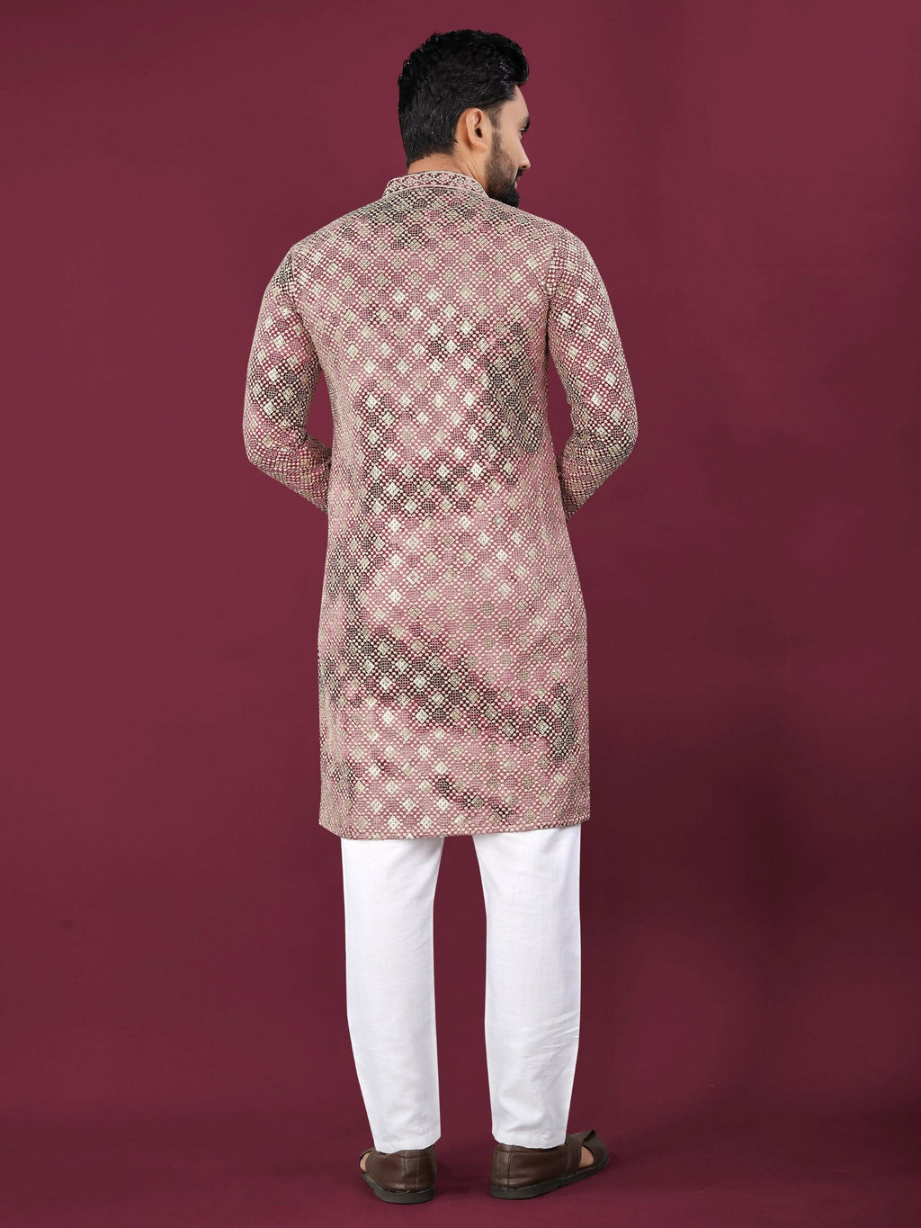 Anaita Pink Chikankari Work Viscose Rayon Straight Kurta | Grocsy