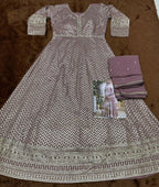 Anaita Purple Real Georgette Readymade Anarkali Gown with Embroidery & Sequence Work | Grocsy