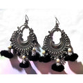 MS Fashion India Black Woolen Threaded with Chandbali Earrings | Grocsy