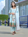 Joban Fashion Sky Blue Positive Digital Print With Position Foil Kurta Set | Grocsy