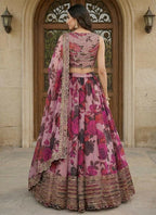 Lehenga Mart Pink Multi Printed Color Organza Designer Bollywood Style Wedding Wear Lehenga Choli | Grocsy