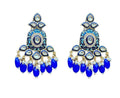 Gold-Toned Blue Kundan Contemporary Drop Earrings for Women & Girls By House of Ree - House of Ree