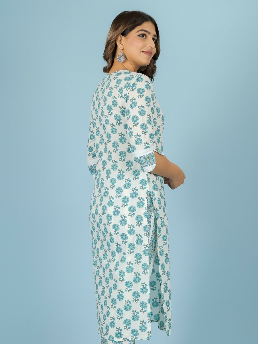 Aramya White Soft Cotton Floral Straight Kurta for Women | Grocsy