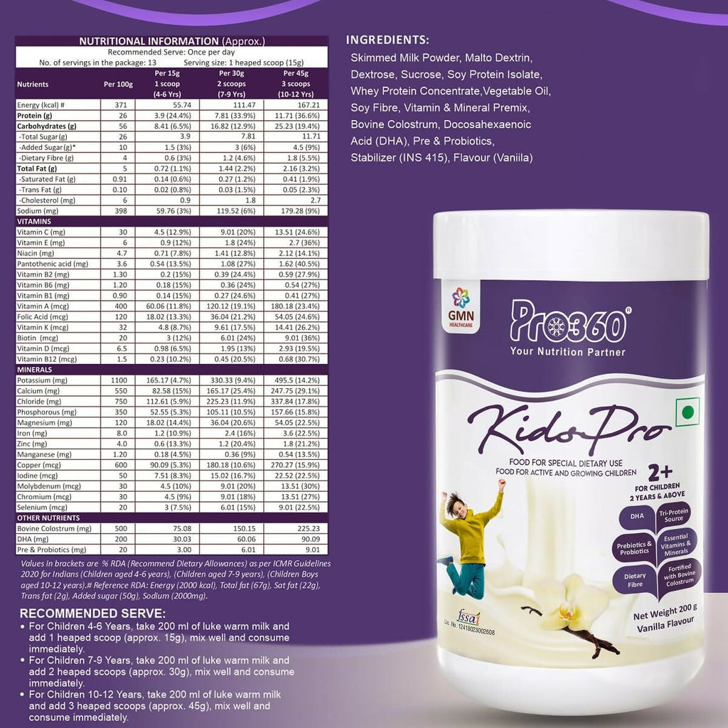 Pro360 Kidspro Protein Powder Child Nutrition for Growing Children, Improves Growth & Active Strong Kids | Grocsy