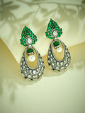 Nuyug 22K Gold-Plated Zircon Studded & Pearl Teardrop Shaped Dangler Earrings | Grocsy