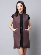 Even Apparels Navy 100% Polyester Open Front Women's Waistcoat | Grocsy