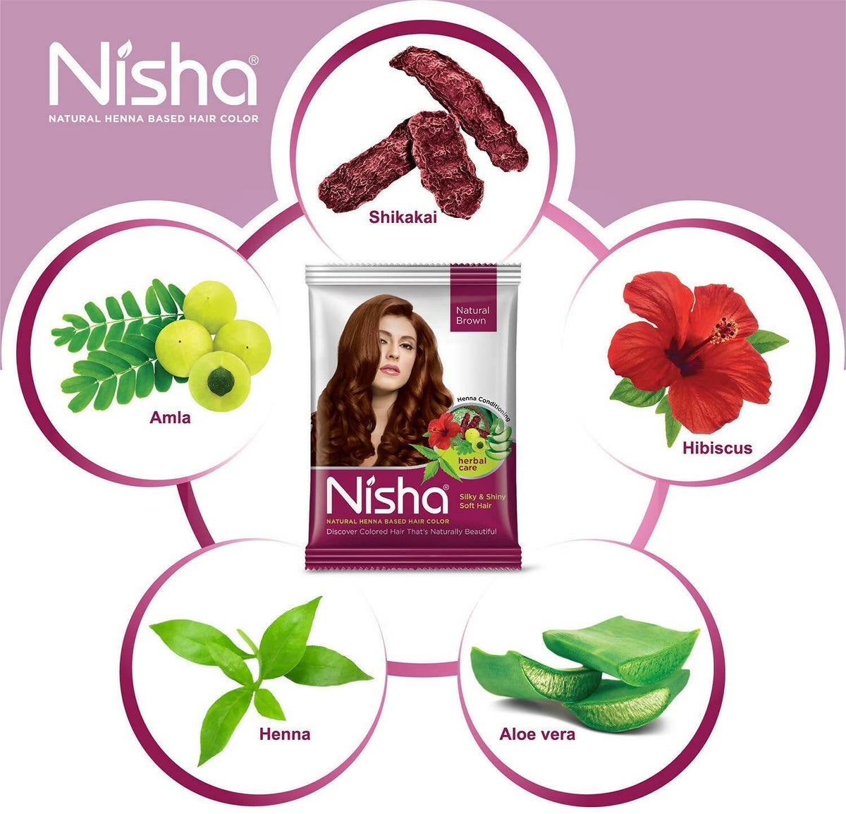 Nisha Henna Based Hair Color Natural Brown | Grocsy