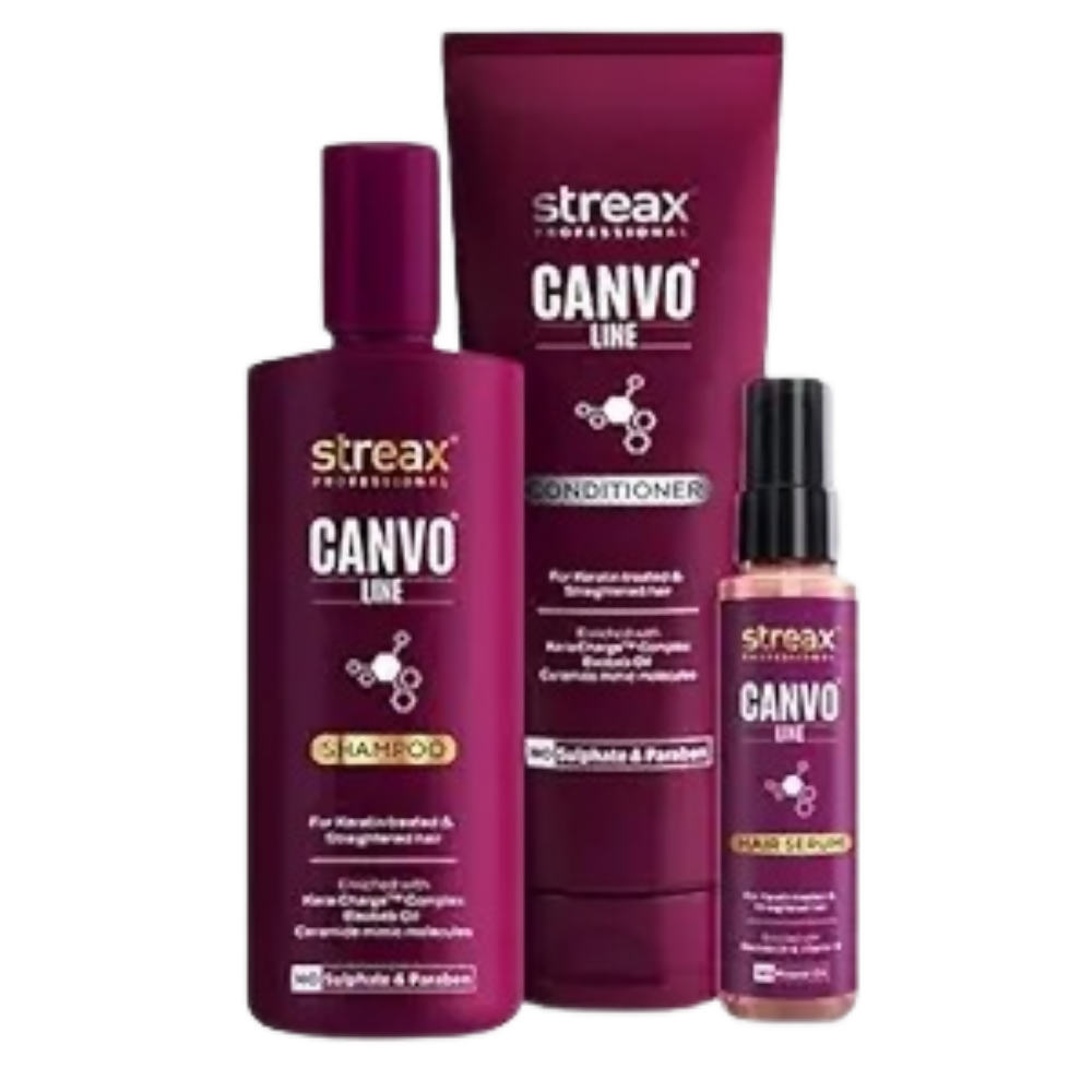 Streax Pro Canvo Line Shampoo, Conditioner & Serum For Straightened Hair | Grocsy
