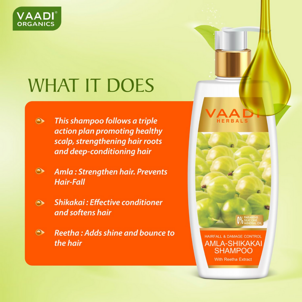 Vaadi Herbals Amla Shikakai Hair Fall and Damage Control Shampoo & Olive Conditioner | Grocsy