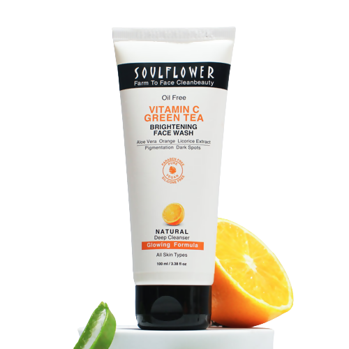 Soulflower Vitamin C Green Tea Brightening Face Wash | Grocsy
