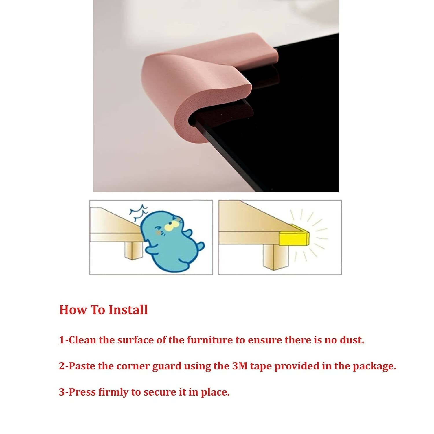 Safe-O-Kid U Shaped Medium Nbr Corner Cushions For Kids Protection | Grocsy