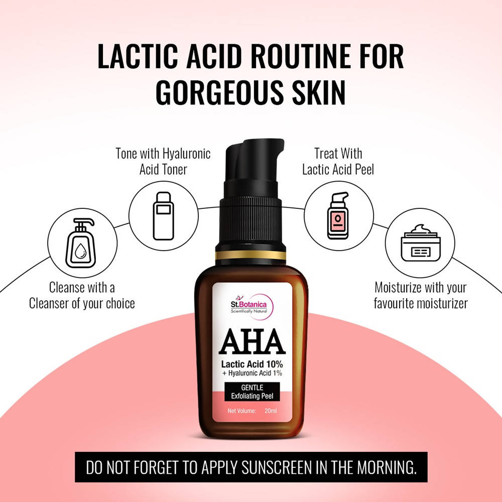 St.Botanica AHA Lactic Acid 10% + Hyaluronic Acid 1% Gentle Exfoliating Peel | Grocsy