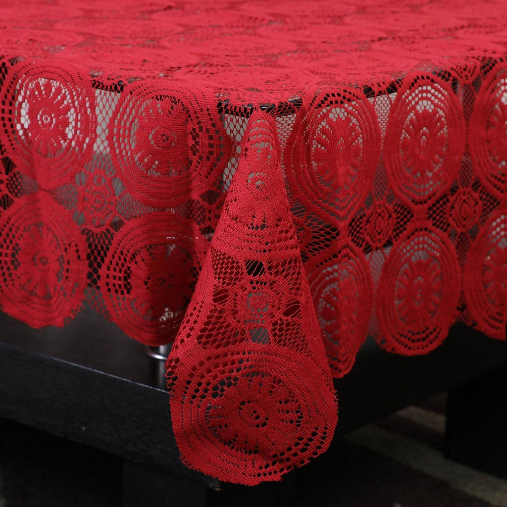 Stitchnest Net 4 Seater Table Cover - Maroon | Grocsy