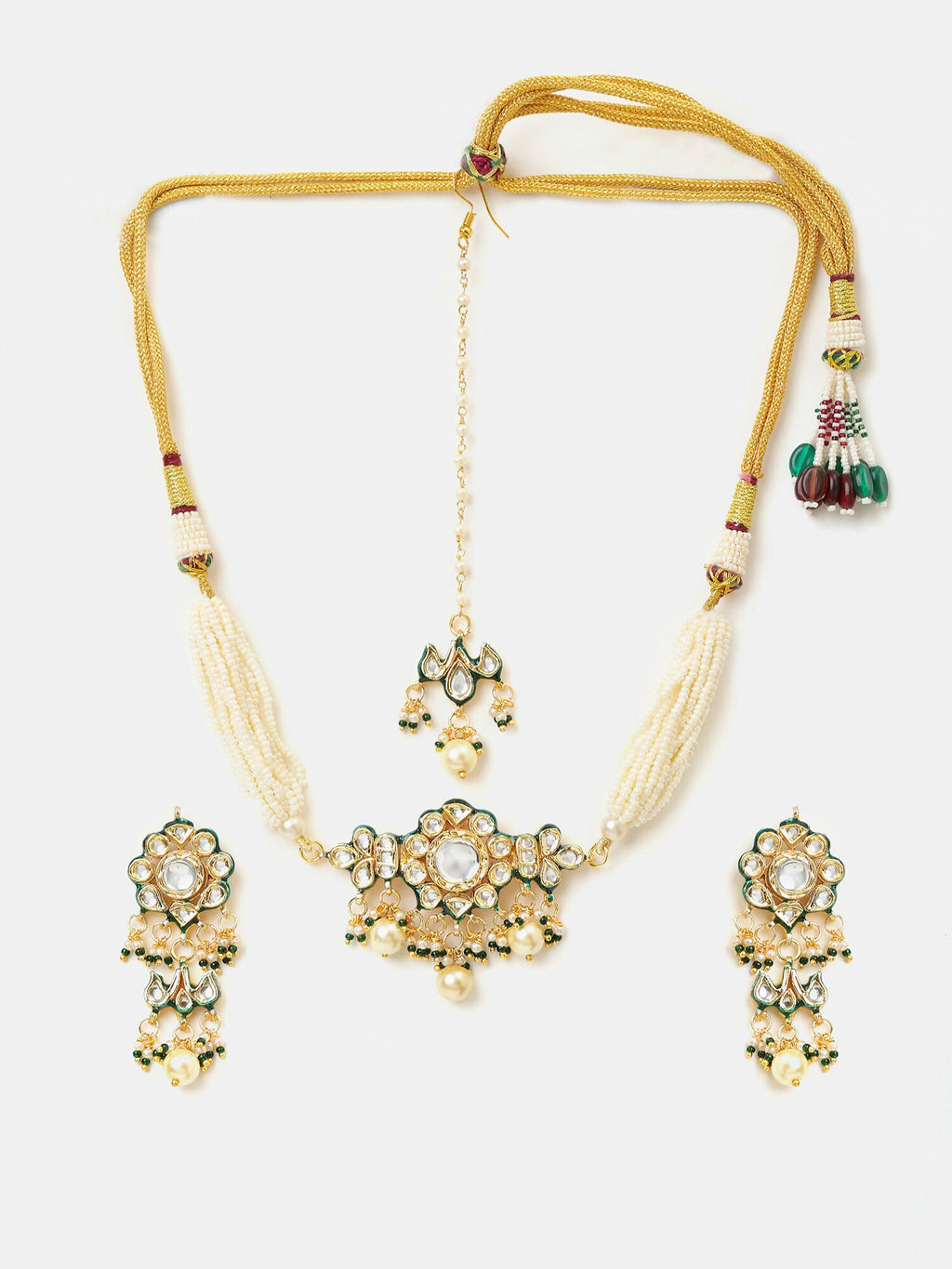 Ruby Raang Floral Kundan Studded Jewellery Set | Grocsy