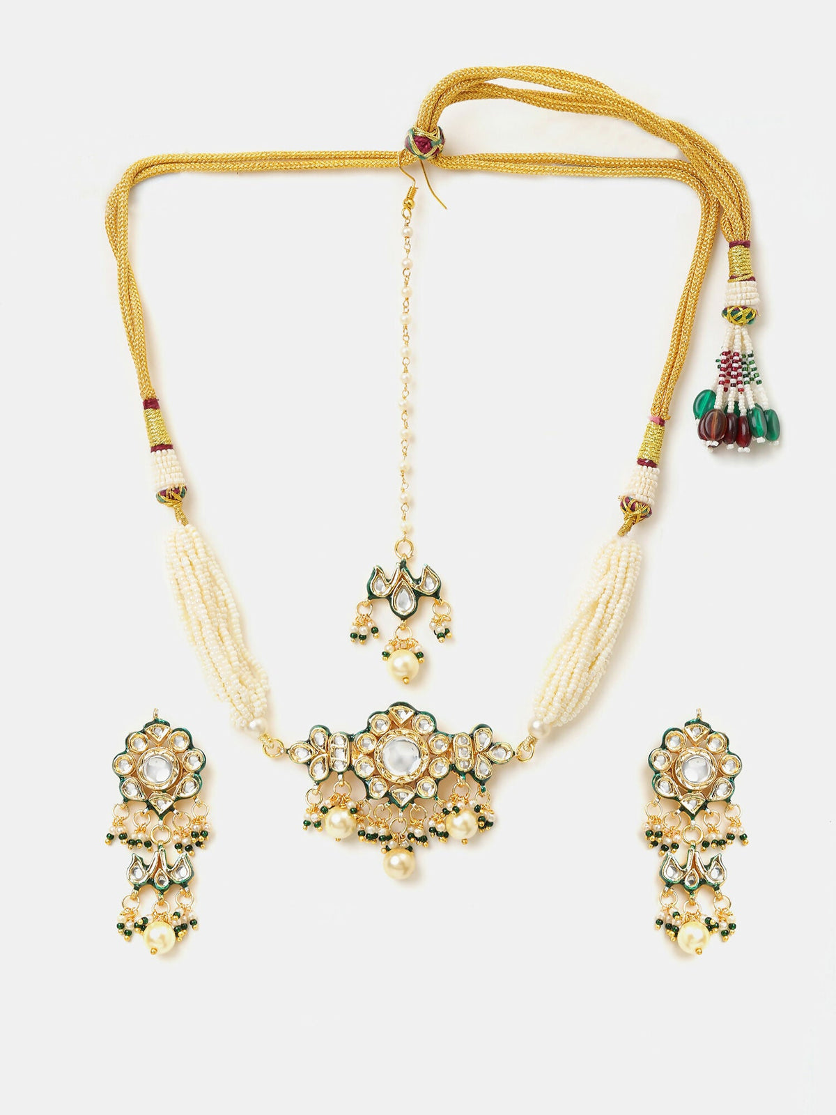 Ruby Raang Floral Kundan Studded Jewellery Set | Grocsy