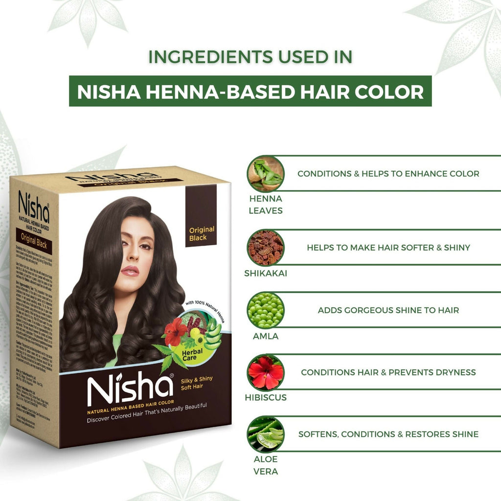 Nisha Henna Based Hair Colour for Women & Men Original Black | Grocsy