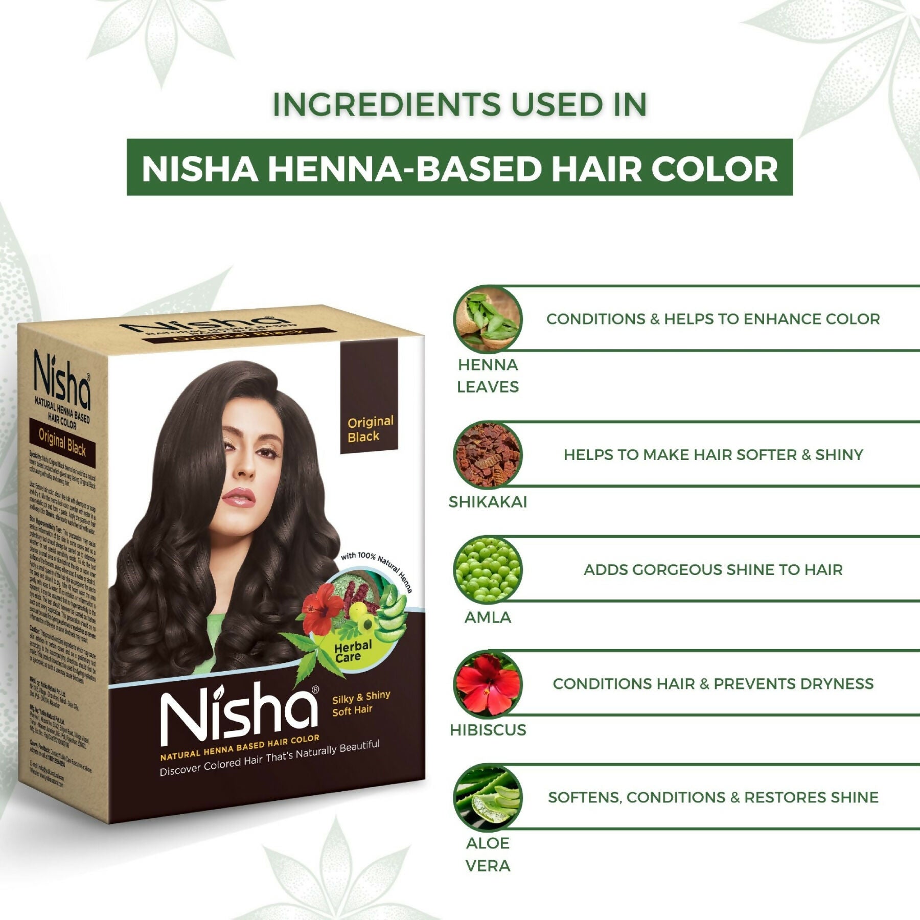 Nisha Henna Based Hair Colour for Women & Men Original Black | Grocsy